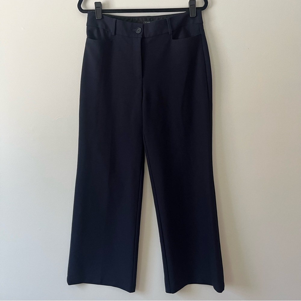 LOFT Curvy Trouser Dress Pants 6 Dark Blue High Waist Business Professional